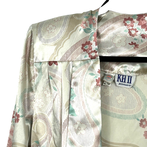 KHII Sportswear Jacket Womens 12 White Floral Paisley Print Lightweight Vintage - Picture 2 of 10